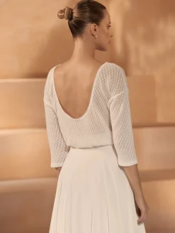 Bianco Evento Bridal Jumpers & Cardigans*Bianco Knitted 3/4 Sleeve Bridal Jumper E435 Ivory