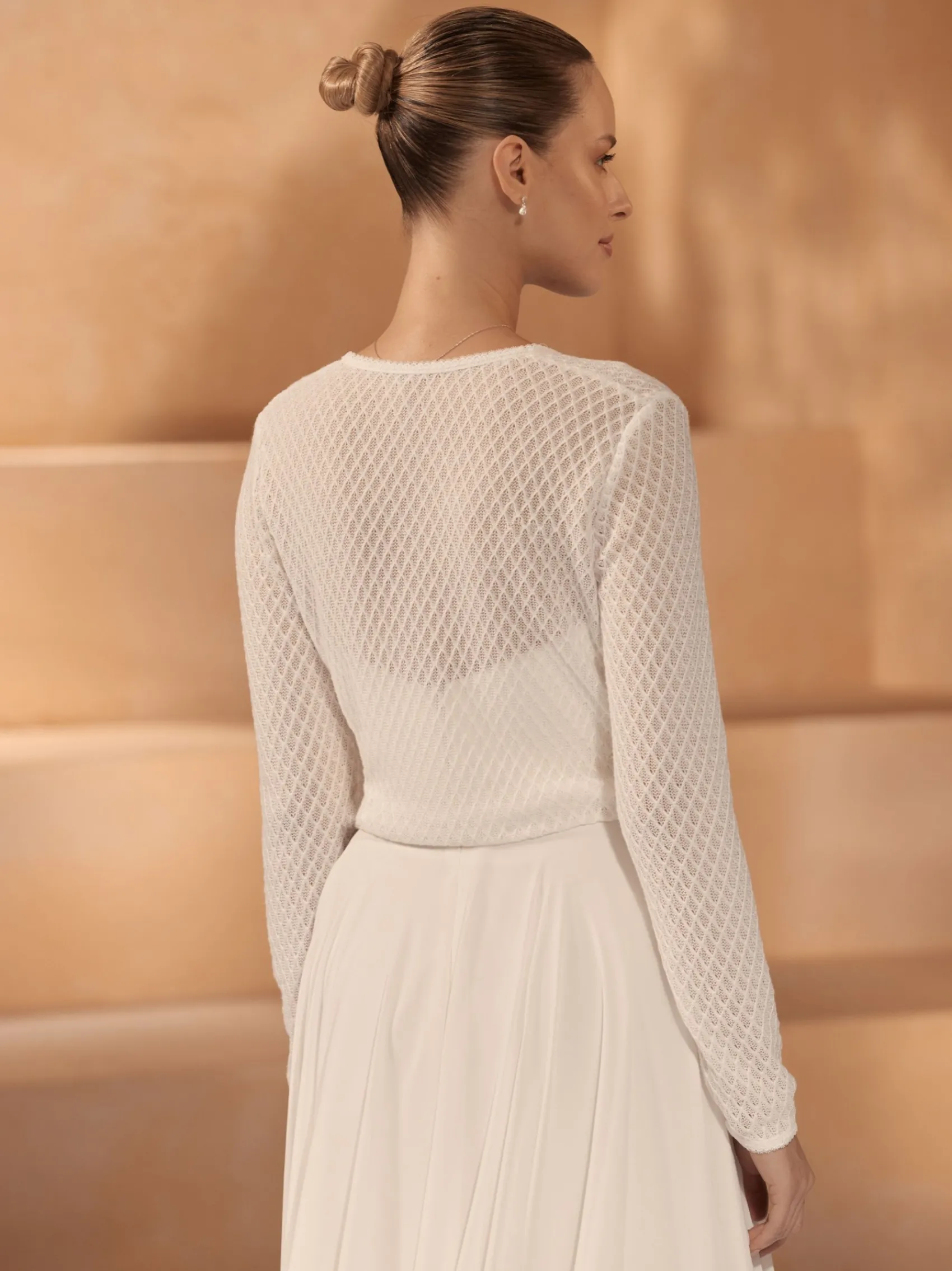 Bianco Evento Bridal Jumpers & Cardigans*Bianco Knitted Long Sleeve Tie Front Cardigan E433 Ivory