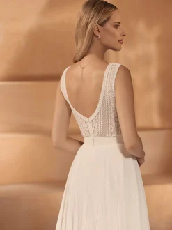 Bianco Evento Bridal Tops & Bodysuits*Bianco Lace Sleeveless Bridal Bodysuit E428 Ivory