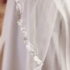 Bianco Evento Single Tier Veils | Fingertip Veils*Bianco Single Tier Narrow Lace Edge Fingertip Veil S508 Ivory