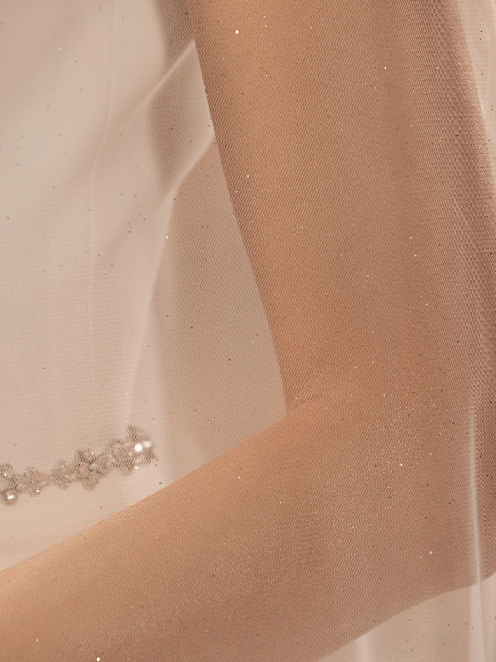 Bianco Evento Single Tier Veils | Waltz Length Veils*Bianco Ivory Single Tier Glitter Tulle Waltz Length Veil S481 Ivory with silver glitter