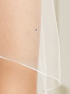 Bianco Evento Single Tier Veils | Elbow Length Veils*Bianco Single Tier Swarovski Crystal Elbow Length Veil with Corded Edge S135 Ivory
