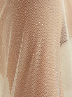 Bianco Evento Single Tier Veils | Chapel Length & Cathedral Veils*Bianco Single Tier Glitter Tulle Cathedral Veil S362 Ivory with silver glitter