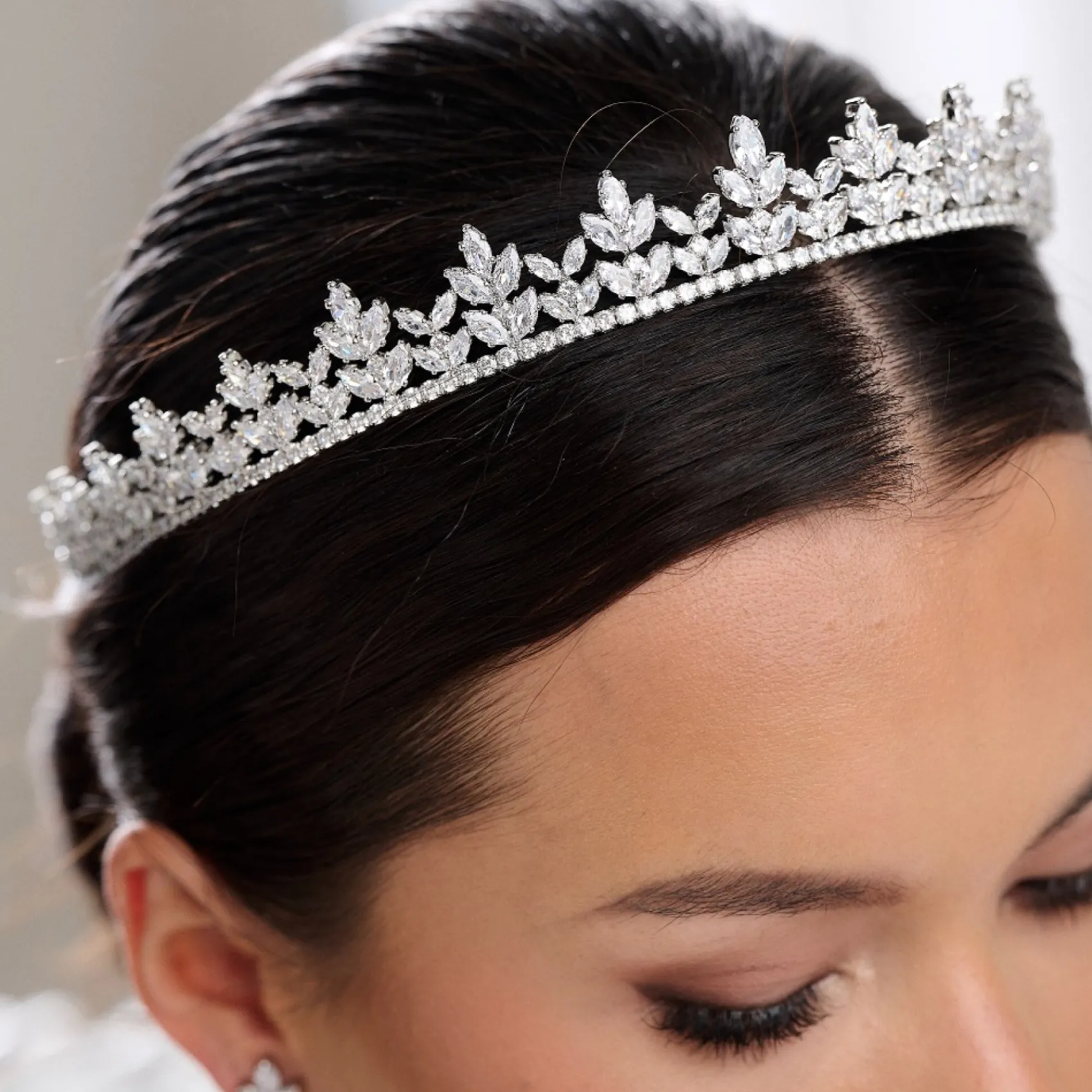Lace & Favour Crystal Hair Accessories | Silver Hair Accessories*Blenheim Cubic Zirconia Crystal Bridal Crown Silver