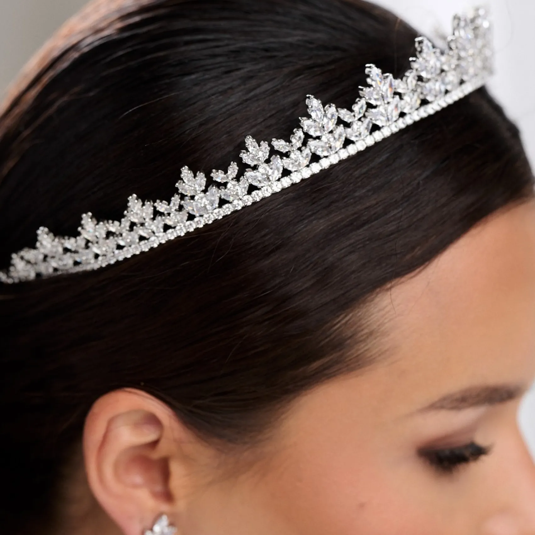 Lace & Favour Crystal Hair Accessories | Silver Hair Accessories*Blenheim Cubic Zirconia Crystal Bridal Crown Silver
