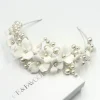 Beads & Beyond Pearl Hair Accessories | Silver Hair Accessories*Bloomsbury Ivory Ceramic Flower and Pearl Wedding Tiara Ivory/ Silver
