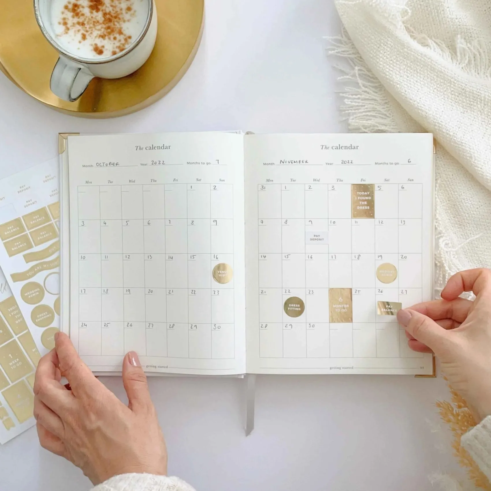 Blush & Gold Wedding Planner Books | Engagement Gifts*Blush and Gold Luxury Wedding Planner Book with Gilded Edges Blush/ Gold