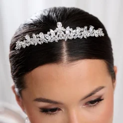 Lace & Favour Prom Headbands & Tiaras | Crystal Hair Accessories*Bridgerton Dainty CZ Crystal Wedding Tiara Silver