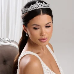 Lace & Favour Crystal Hair Accessories | Silver Hair Accessories*Britannia Sparkly Cubic Zirconia Crystal Bridal Tiara Silver
