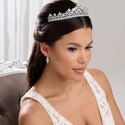 Lace & Favour Crystal Hair Accessories | Silver Hair Accessories*Britannia Sparkly Cubic Zirconia Crystal Bridal Tiara Silver