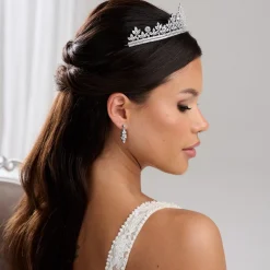 Lace & Favour Crystal Hair Accessories | Silver Hair Accessories*Britannia Sparkly Cubic Zirconia Crystal Bridal Tiara Silver