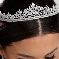 Lace & Favour Crystal Hair Accessories | Silver Hair Accessories*Britannia Sparkly Cubic Zirconia Crystal Bridal Tiara Silver
