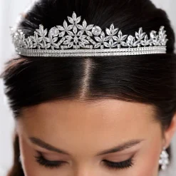 Lace & Favour Crystal Hair Accessories | Silver Hair Accessories*Britannia Sparkly Cubic Zirconia Crystal Bridal Tiara Silver