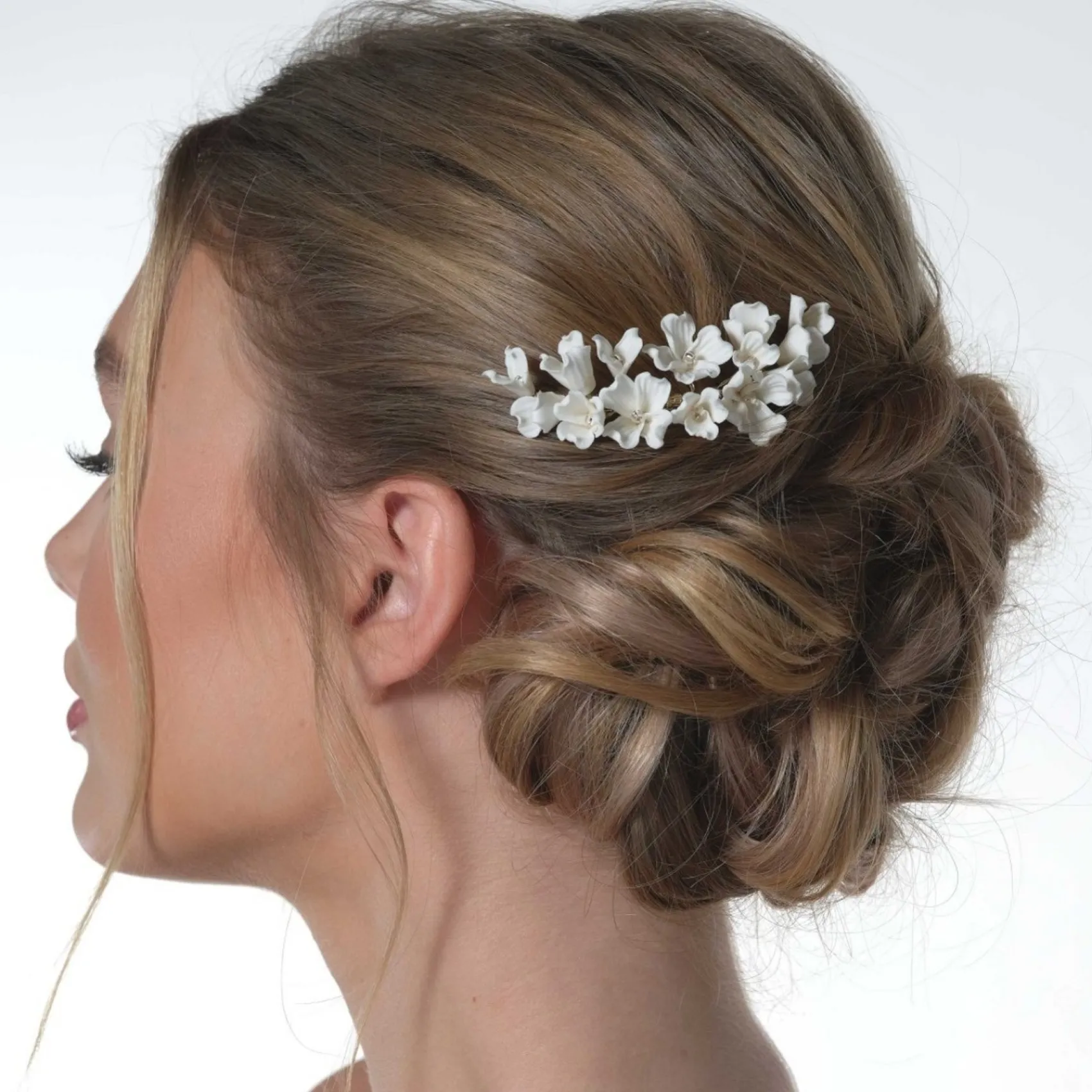 Poirier Gold Hair Accessories | Bridesmaid Hair Accessories*Camellia Ivory Porcelain Flower Gold Hair Comb Ivory/ Gold