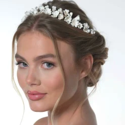 Poirier Gold Hair Accessories | Wedding Headpieces*Camellia Ivory Porcelain Flower Gold Headpiece Ivory/ Gold