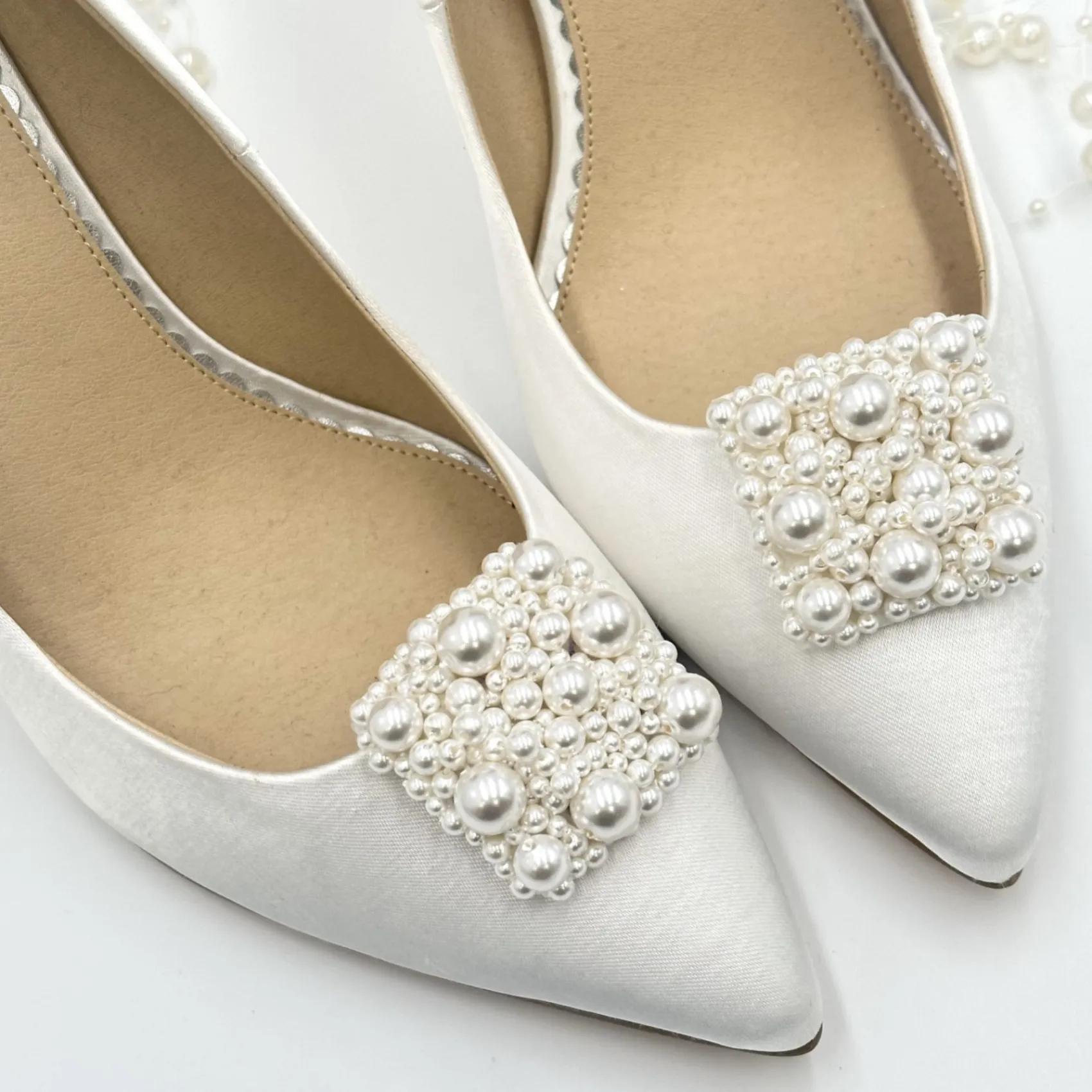 Rainbow Club Bride Gifts | Shoe Jewellery*Camille by | Square Pearl Embellished Shoe Clips