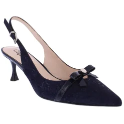 Capollini Wedding Guest Shoes | Mother Of The Bride Shoes*Allegra Nubuck Leather Slingback Heels with Bow Detail Navy