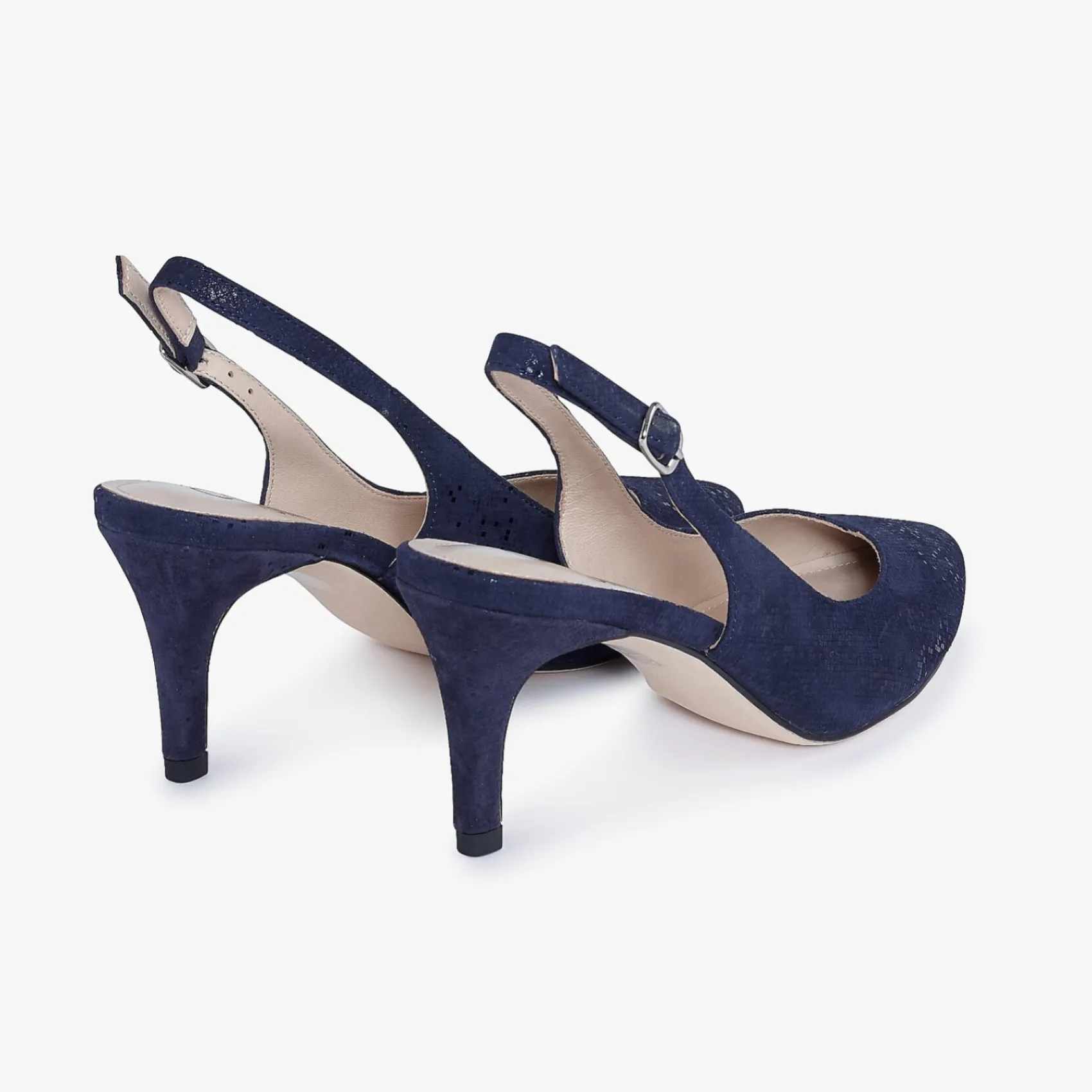 Capollini Wedding Guest Shoes | Mother Of The Bride Shoes*Catherine Nubuck Leather Mid Heel Slingbacks Navy