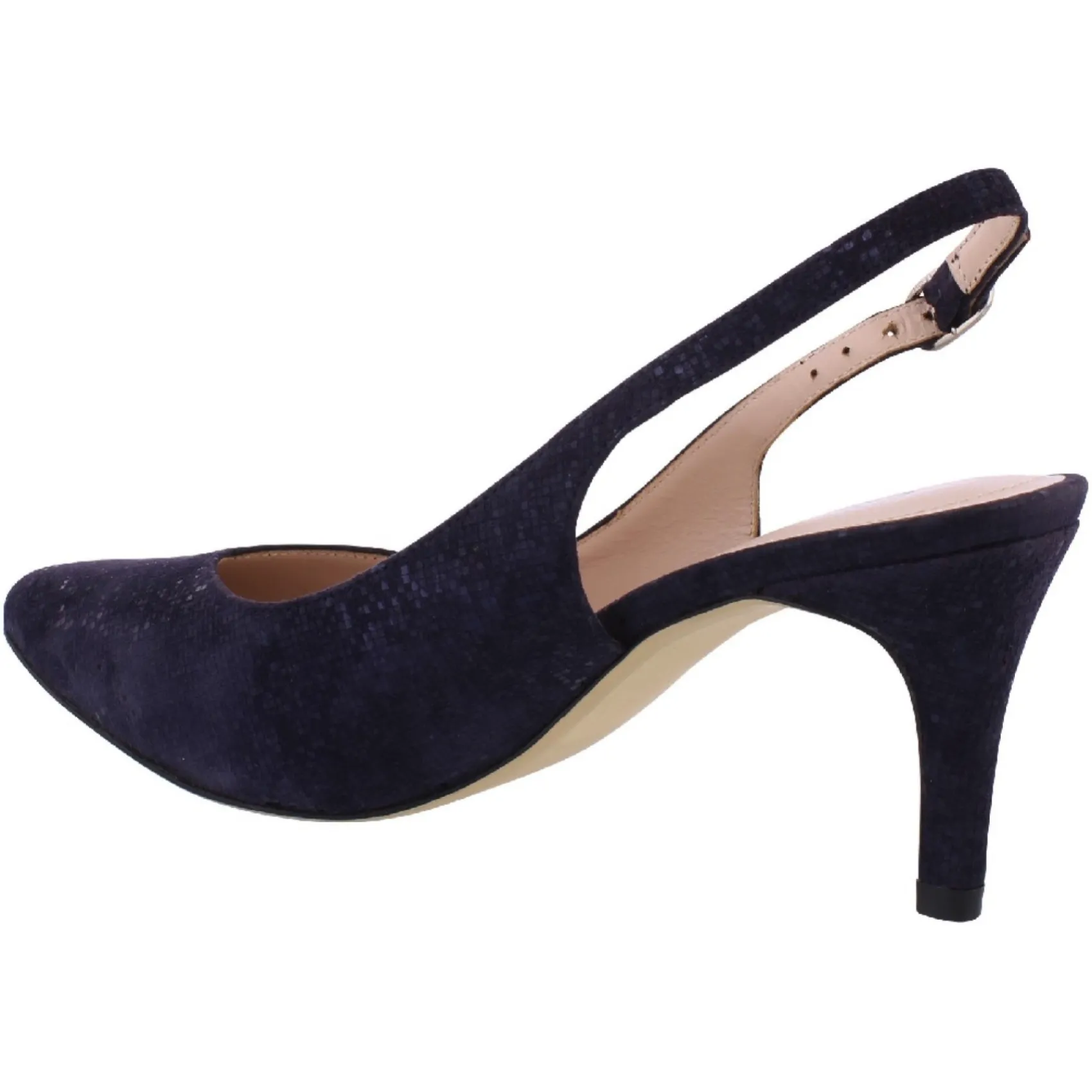 Capollini Wedding Guest Shoes | Mother Of The Bride Shoes*Catherine Nubuck Leather Mid Heel Slingbacks Navy