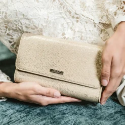 Capollini Wedding Guest Bags | Occasion Handbags*Nubuck Leather Clutch Bag Champagne