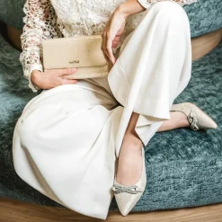 Capollini Wedding Guest Bags | Occasion Handbags*Nubuck Leather Clutch Bag Champagne
