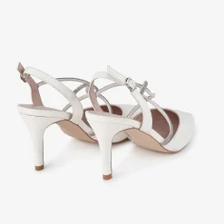 Capollini Party Shoes | Wedding Guest Shoes*Charlotte Leather Diamante Cross Strap Slingbacks Cream