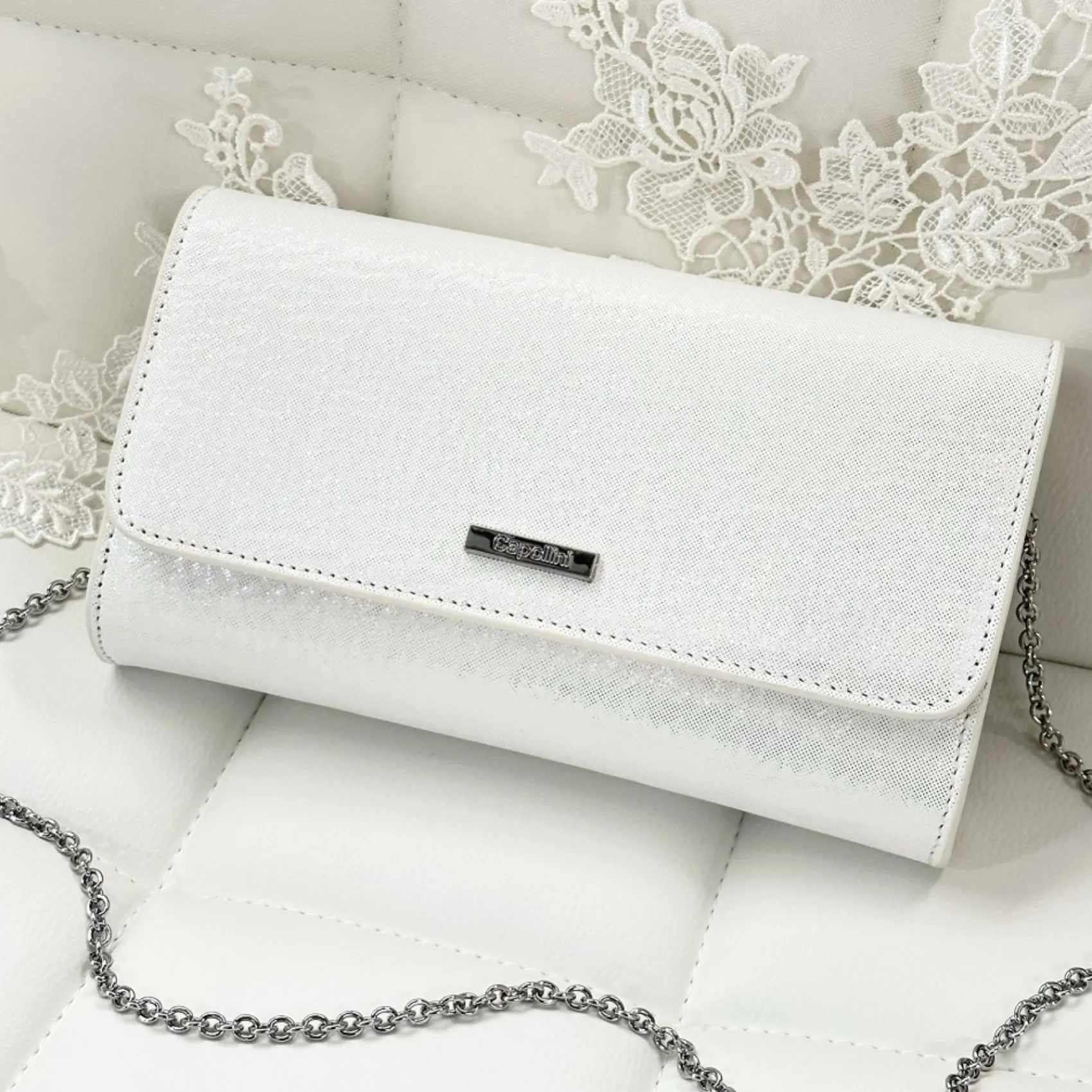 Capollini Wedding Guest Bags | Occasion Handbags*Nubuck Leather Clutch Bag Cream
