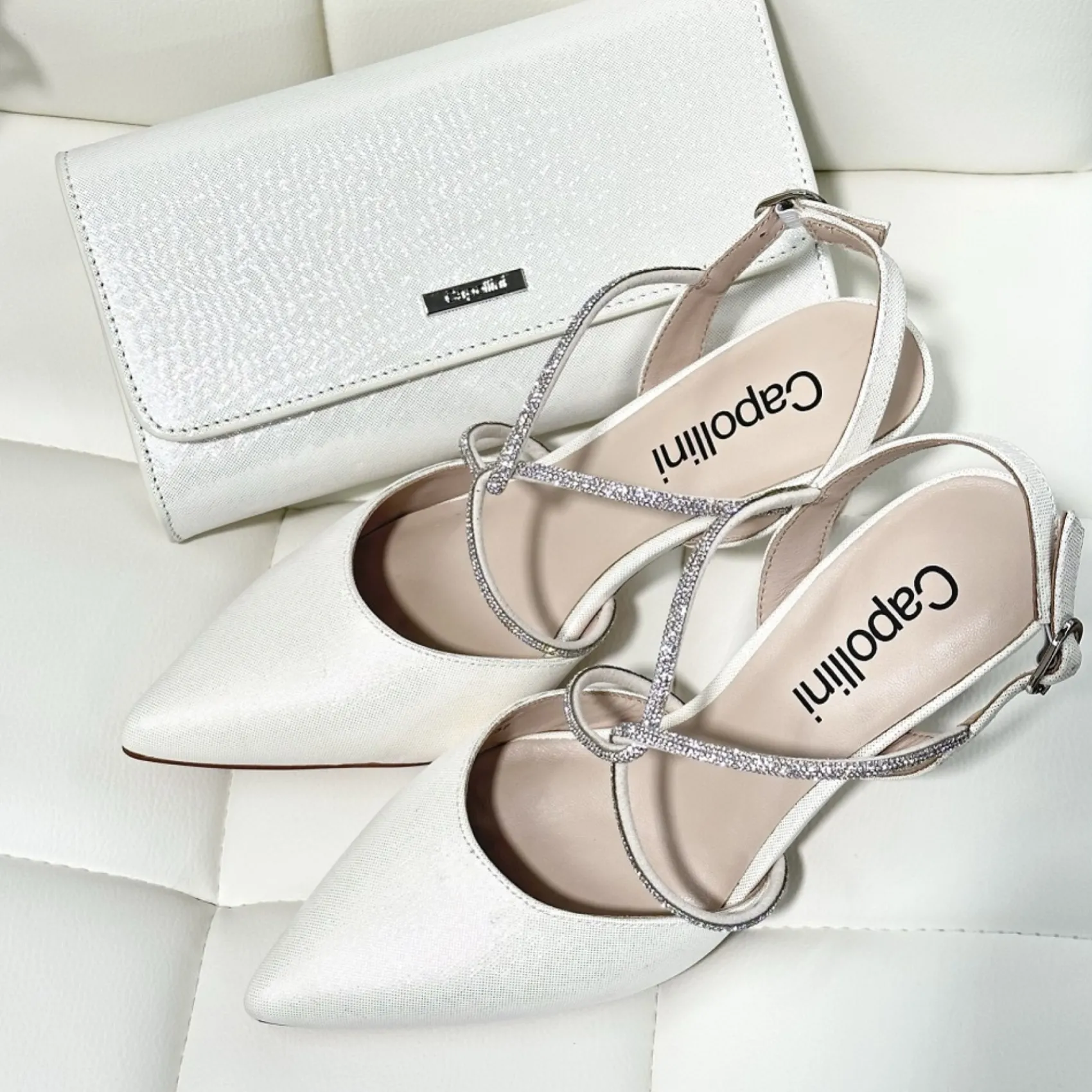 Capollini Wedding Guest Bags | Occasion Handbags*Nubuck Leather Clutch Bag Cream