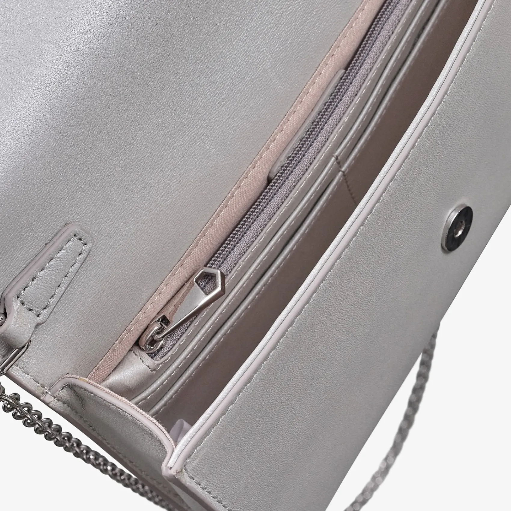 Capollini Wedding Guest Bags | Occasion Handbags*Pearlised Leather Clutch Bag Dove Grey