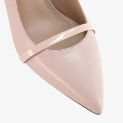 Capollini Wedding Guest Shoes | Mother Of The Bride Shoes*Emory Leather Mid Heel Slingbacks with Patent Strap Pink