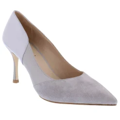 Capollini Wedding Guest Shoes | Mother Of The Bride Shoes*Faith Leather Panelled Pointed Court Shoes Grey