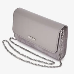 Capollini Wedding Guest Bags | Occasion Handbags*Suede and Leather Clutch Bag Grey