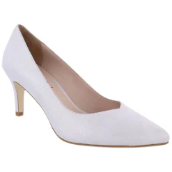 Capollini Wedding Guest Shoes | Mother Of The Bride Shoes*Izzy Nubuck Leather Mid Heel Court Shoes Light Grey