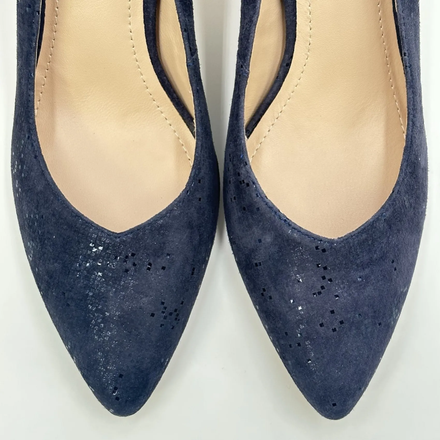 Capollini Wedding Guest Shoes | Mother Of The Bride Shoes*Izzy Nubuck Leather Mid Heel Court Shoes Navy