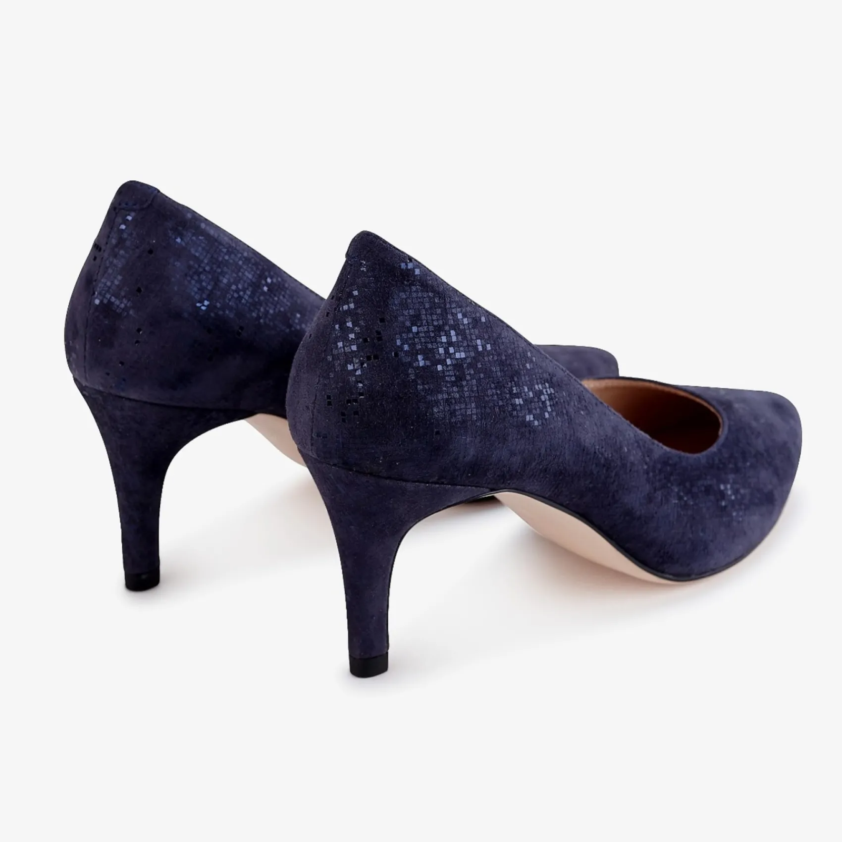 Capollini Wedding Guest Shoes | Mother Of The Bride Shoes*Izzy Nubuck Leather Mid Heel Court Shoes Navy