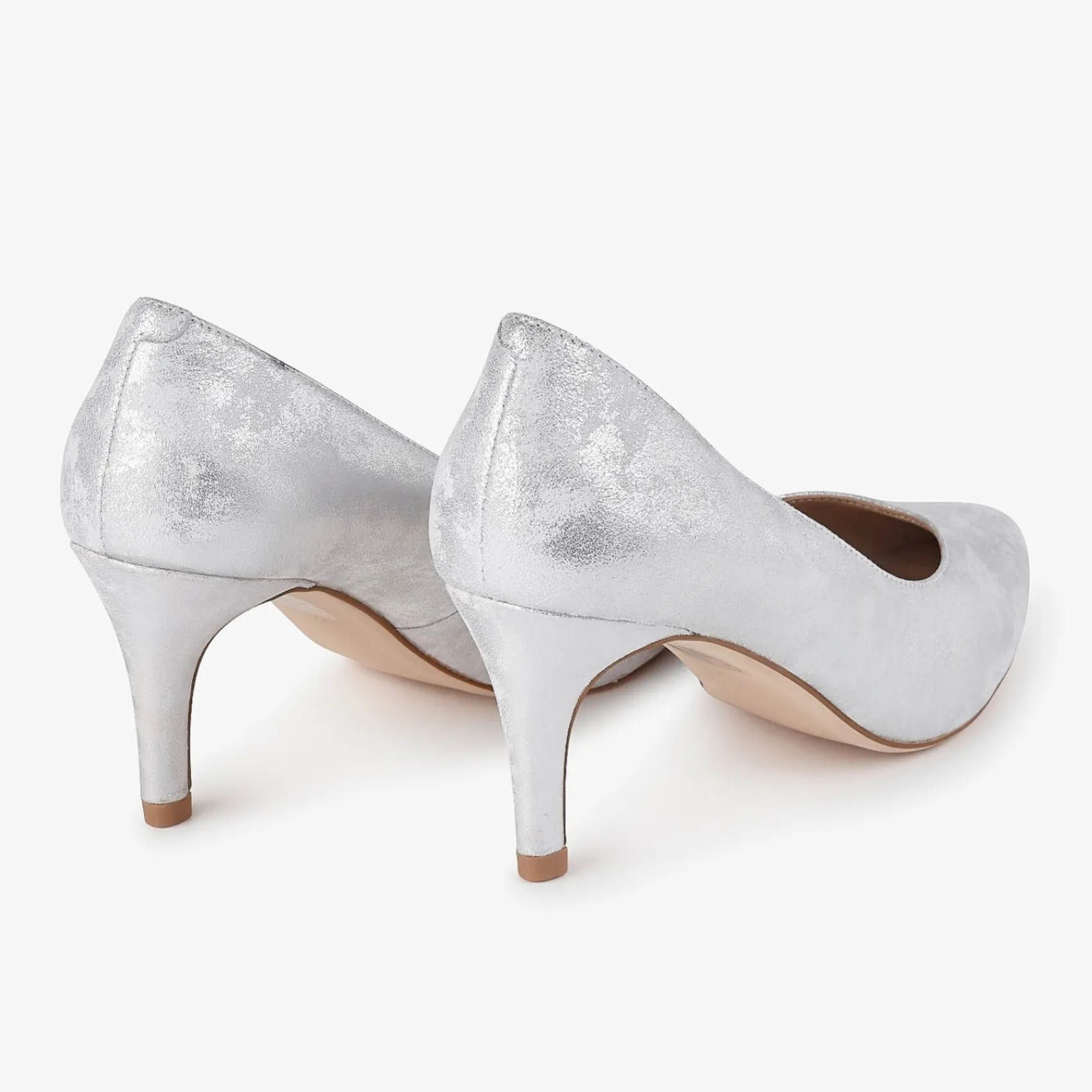Capollini Wedding Guest Shoes | Mother Of The Bride Shoes*Izzy Nubuck Leather Mid Heel Court Shoes Silver