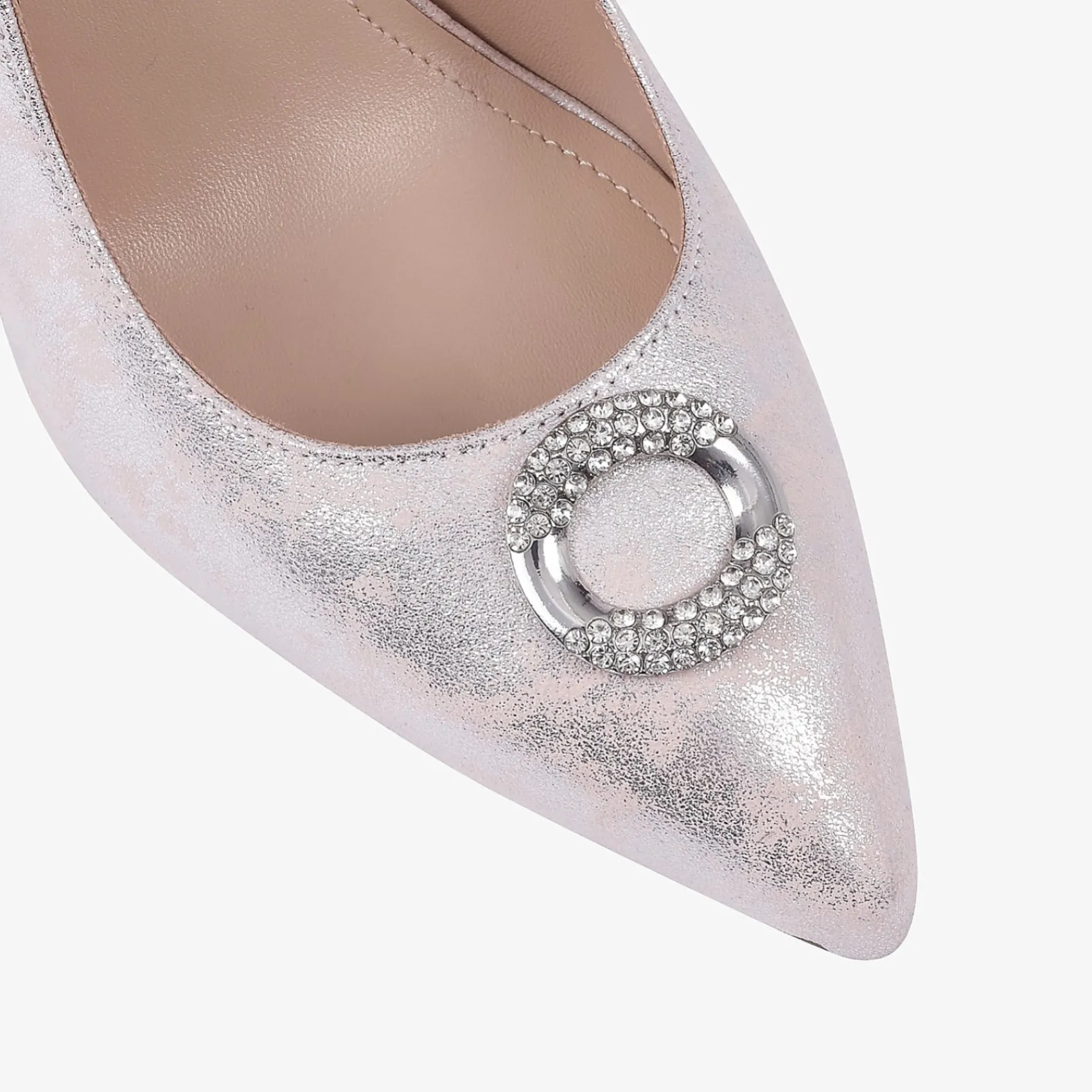Capollini Party Shoes | Wedding Guest Shoes*Judi Nubuck Leather Court Shoes w Diamante Trim Blush Pink