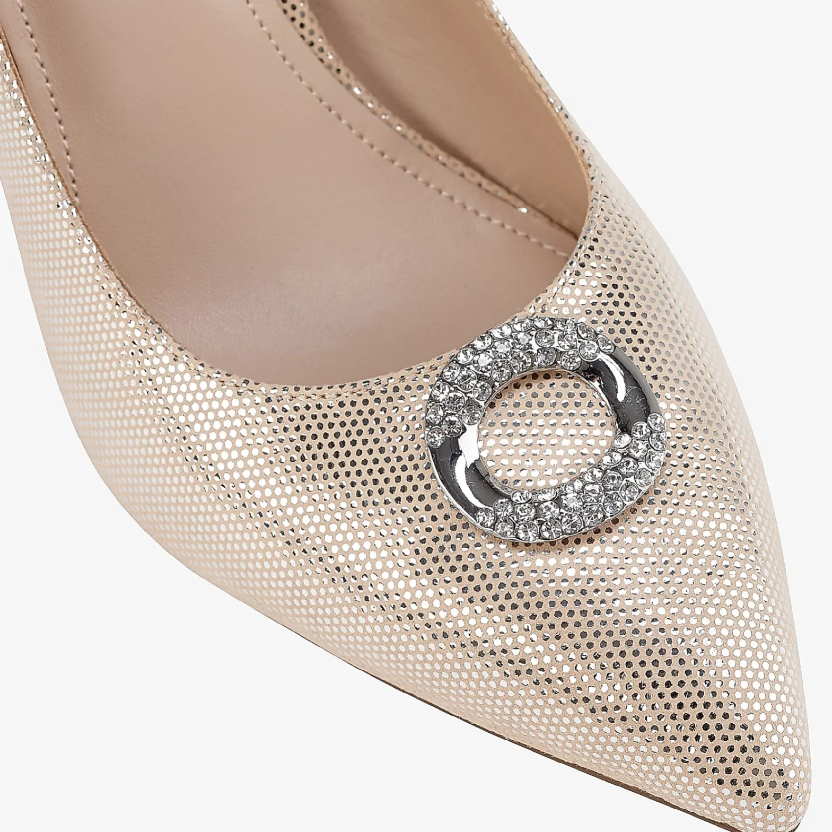 Capollini Party Shoes | Wedding Guest Shoes*Judi Nubuck Leather Court Shoes with Diamante Trim Gold