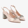 Capollini Wedding Guest Shoes | Mother Of The Bride Shoes*Mazy Nude Patent Leather Block Heel Slingbacks Pink