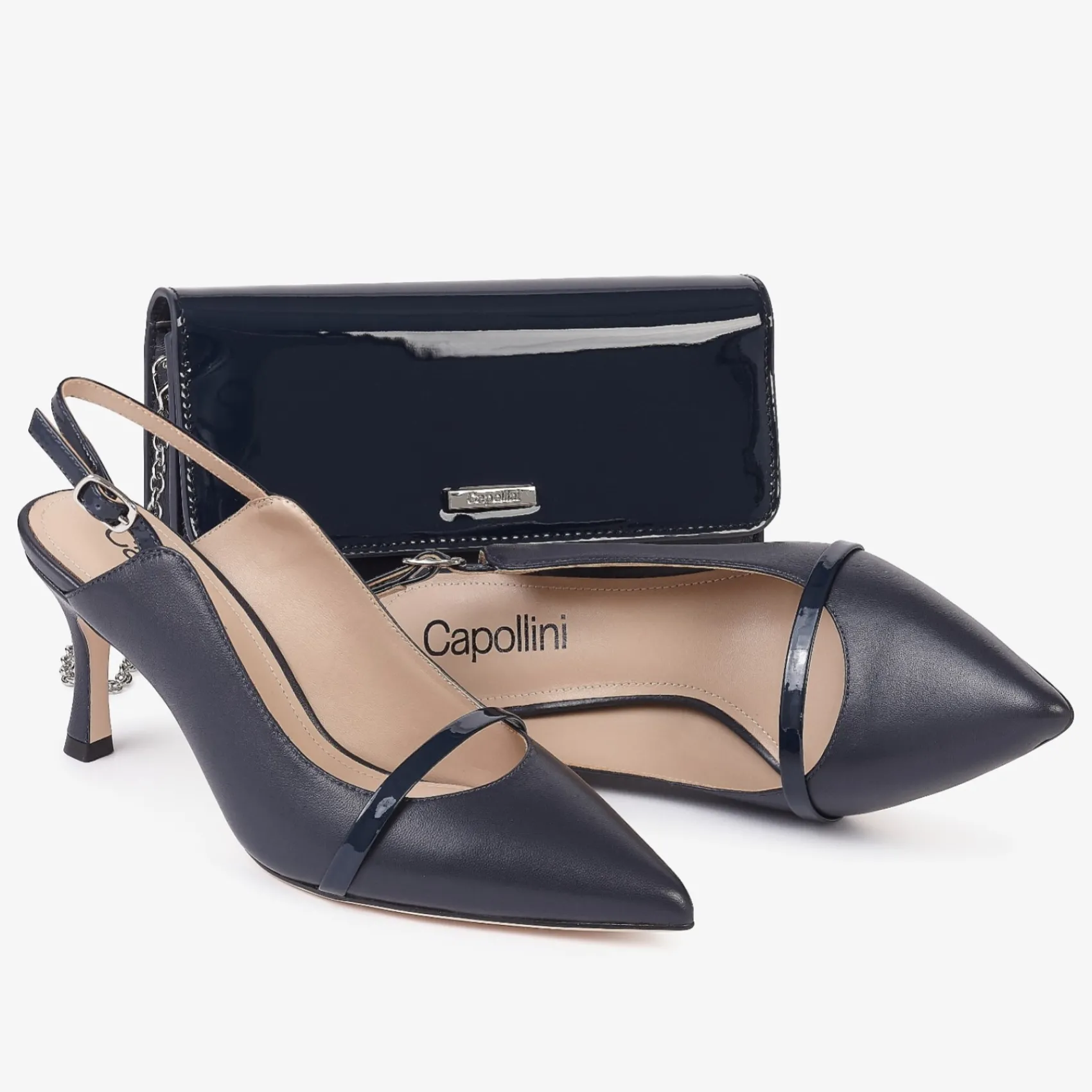 Capollini Wedding Guest Bags | Occasion Handbags*Patent Leather Clutch Bag Navy
