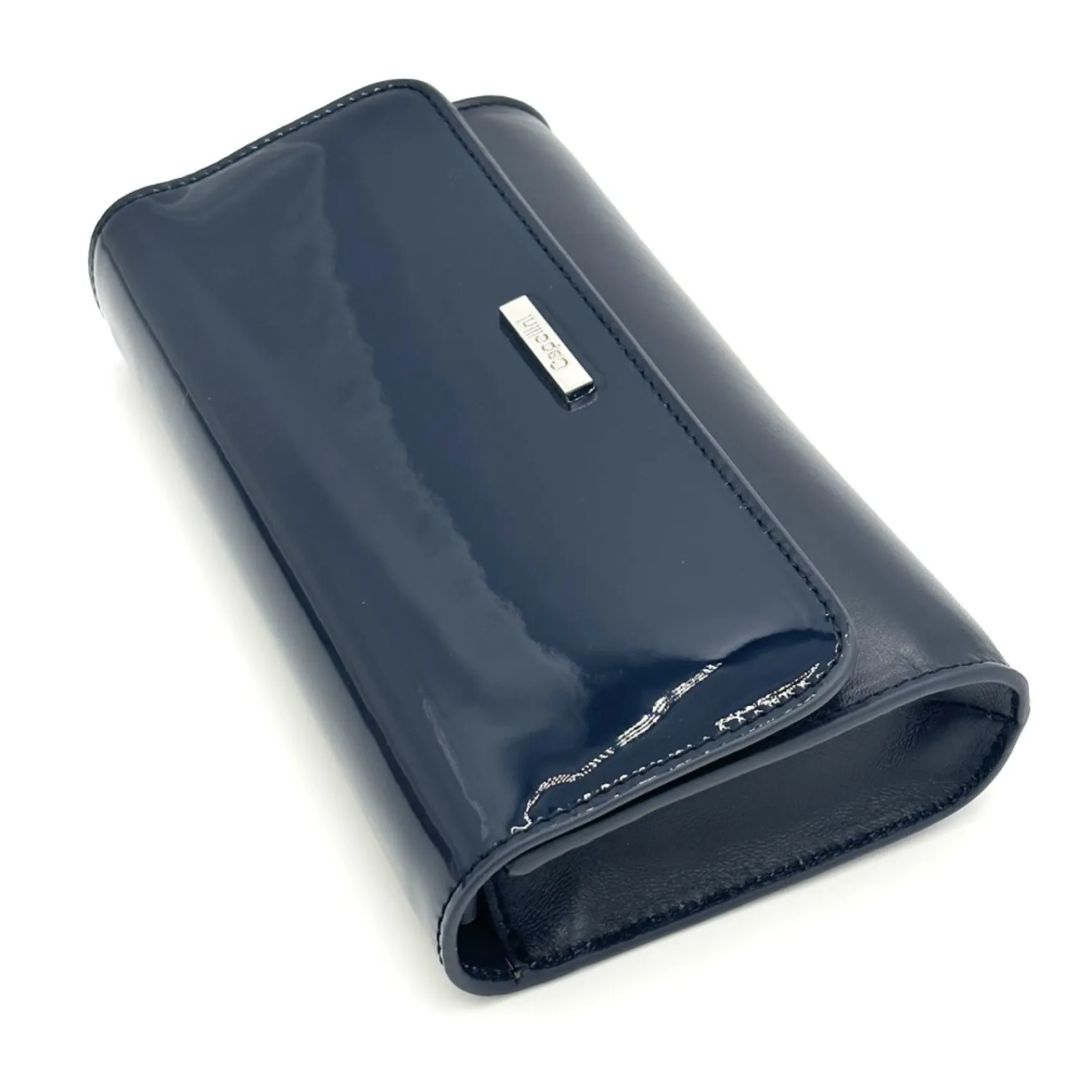 Capollini Wedding Guest Bags | Occasion Handbags*Patent Leather Clutch Bag Navy