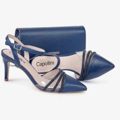 Capollini Wedding Guest Bags | Occasion Handbags*Pearlised Leather Clutch Bag Navy