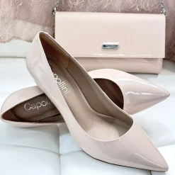 Capollini Wedding Guest Bags | Occasion Handbags*Patent Leather Clutch Bag Nude Pink