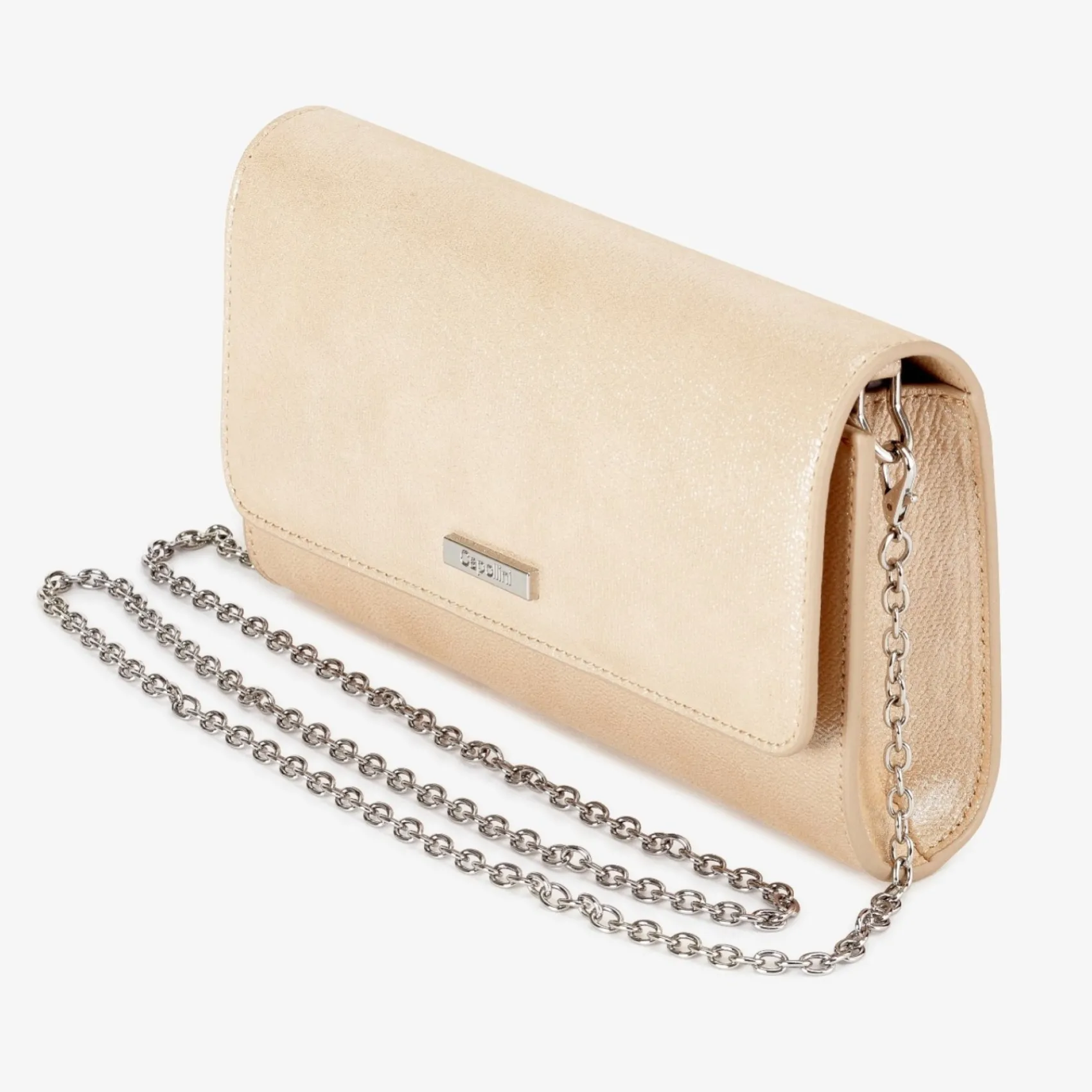 Capollini Wedding Guest Bags | Occasion Handbags*Nubuck Leather Clutch Bag Pale Gold