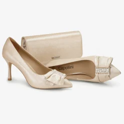 Capollini Wedding Guest Bags | Occasion Handbags*Nubuck Leather Clutch Bag Pale Gold