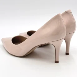 Capollini Party Shoes | Wedding Guest Shoes*Petal Patent Leather Pointed Court Shoes Nude Pink