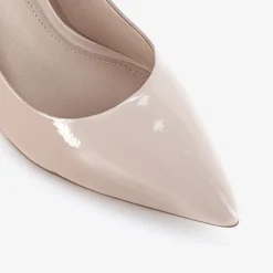 Capollini Party Shoes | Wedding Guest Shoes*Petal Patent Leather Pointed Court Shoes Nude Pink