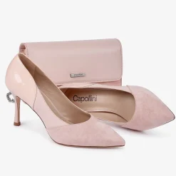 Capollini Wedding Guest Bags | Occasion Handbags*Suede and Leather Clutch Bag Pink