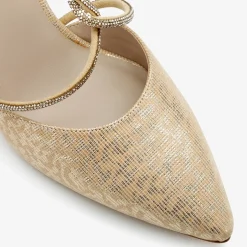 Capollini Party Shoes | Wedding Guest Shoes*Sabrina Nubuck Leather Slingback Kitten Heels Champagne