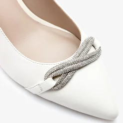 Capollini Wedding Guest Shoes | Mother Of The Bride Shoes*Sabrina Leather Slingback Kitten Heels Porcelain